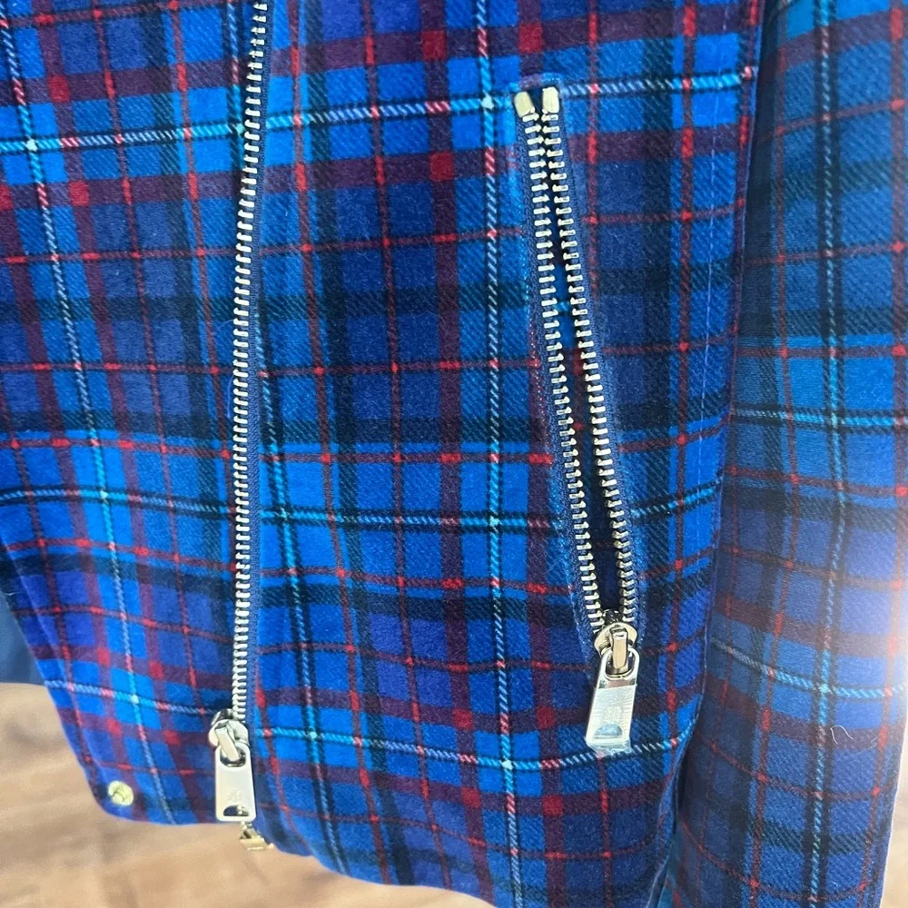 Tommy Hilfiger Women's Blue and Red Plaid Blazer - Picture 4 of 5